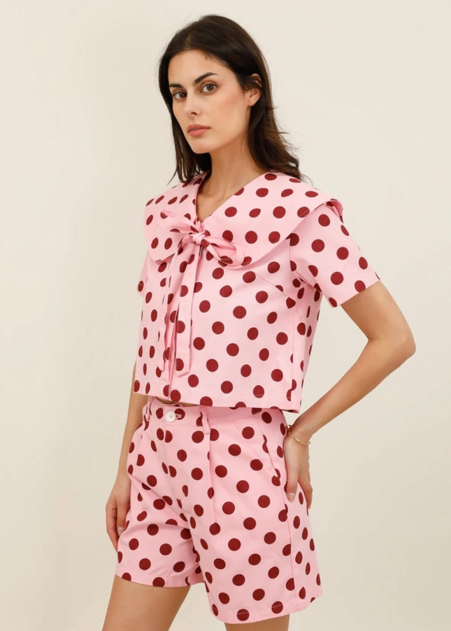 Lana Retro Polka Dot Bermuda Short - Pink