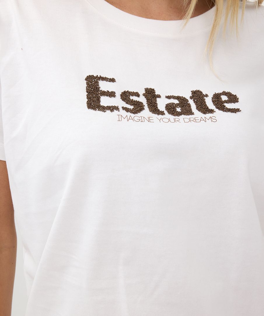 EsQualo - ‘Estate’ Caviar T-Shirt - Off White