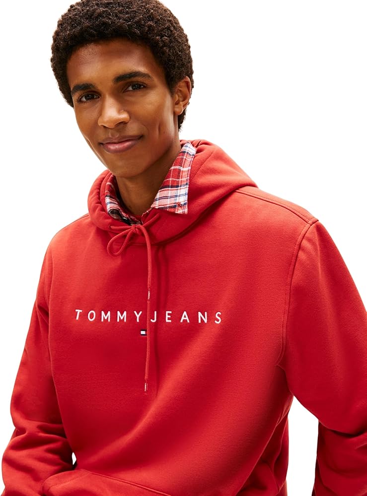 Tommy Jeans Linear Logo Hood Terracotta Red