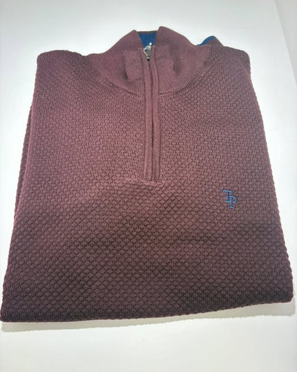 Tom Penn Mayo 1/4 Zip - Dark Burgundy