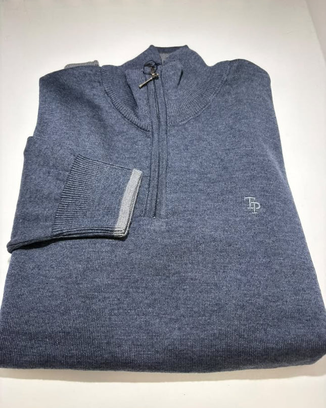 Tom Penn 1/4 Zip Knit - Indigo