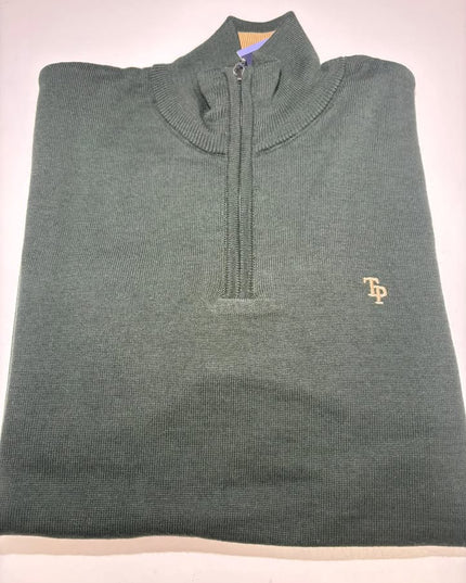 Tom Penn 1/4 Zip Knit - Dark Khaki