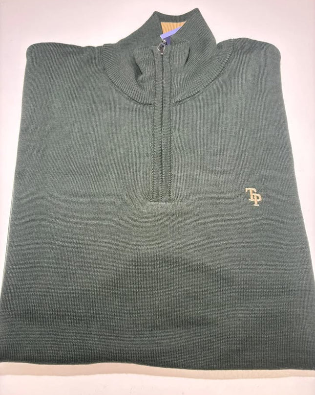Tom Penn 1/4 Zip Knit - Dark Khaki