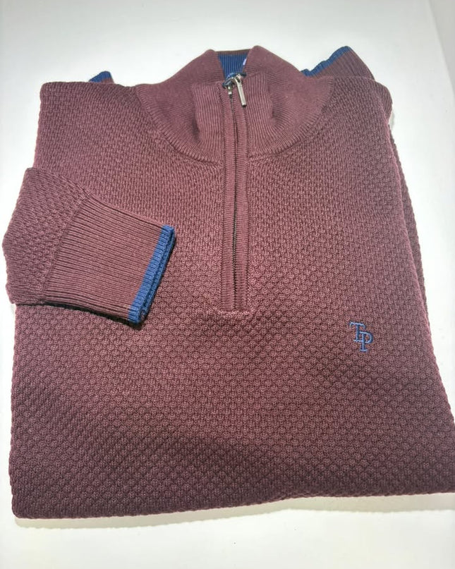Tom Penn Mayo 1/4 Zip - Dark Burgundy