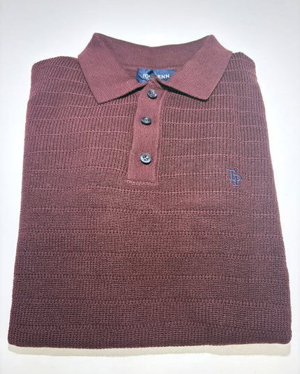 Tom Penn 3 Button Polo - Dark Burgundy