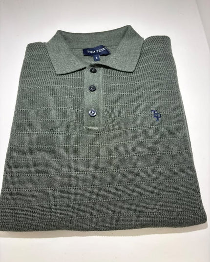 Tom Penn 3 Button Polo - Olive