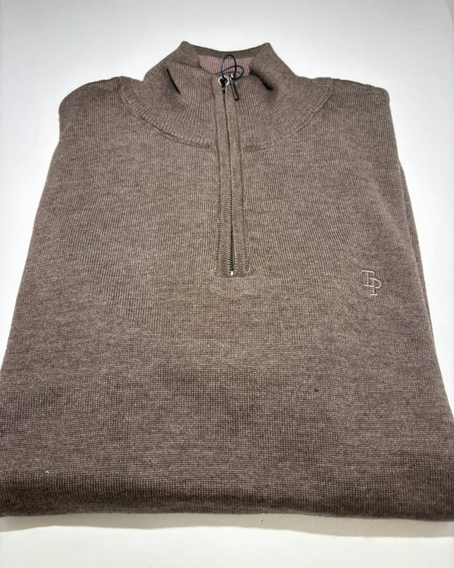 Tom Penn 1/4 Zip Knit - Brown