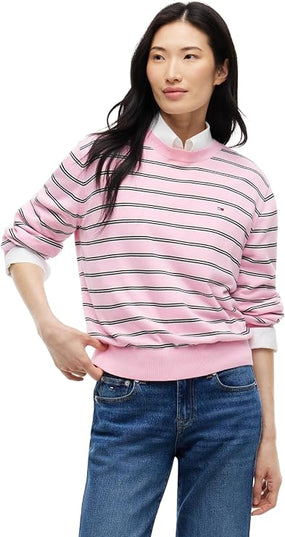 Essential Crew Sweater - PInk Sugar/Stripe