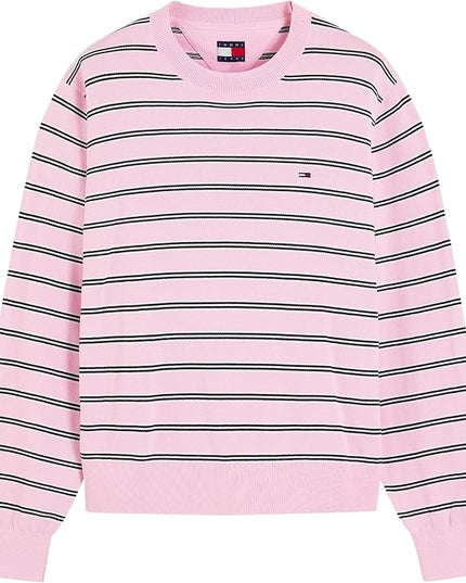 Essential Crew Sweater - PInk Sugar/Stripe