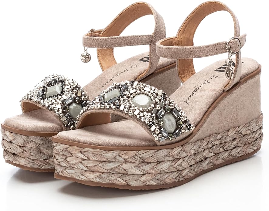 XTI Ladies Wedge Sandals - 142677 Beige