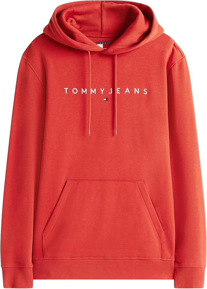 Tommy Jeans Linear Logo Hood Terracotta Red