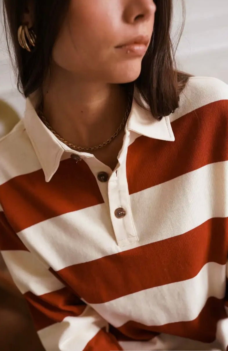 Amie Brick Red Rugby Shirt