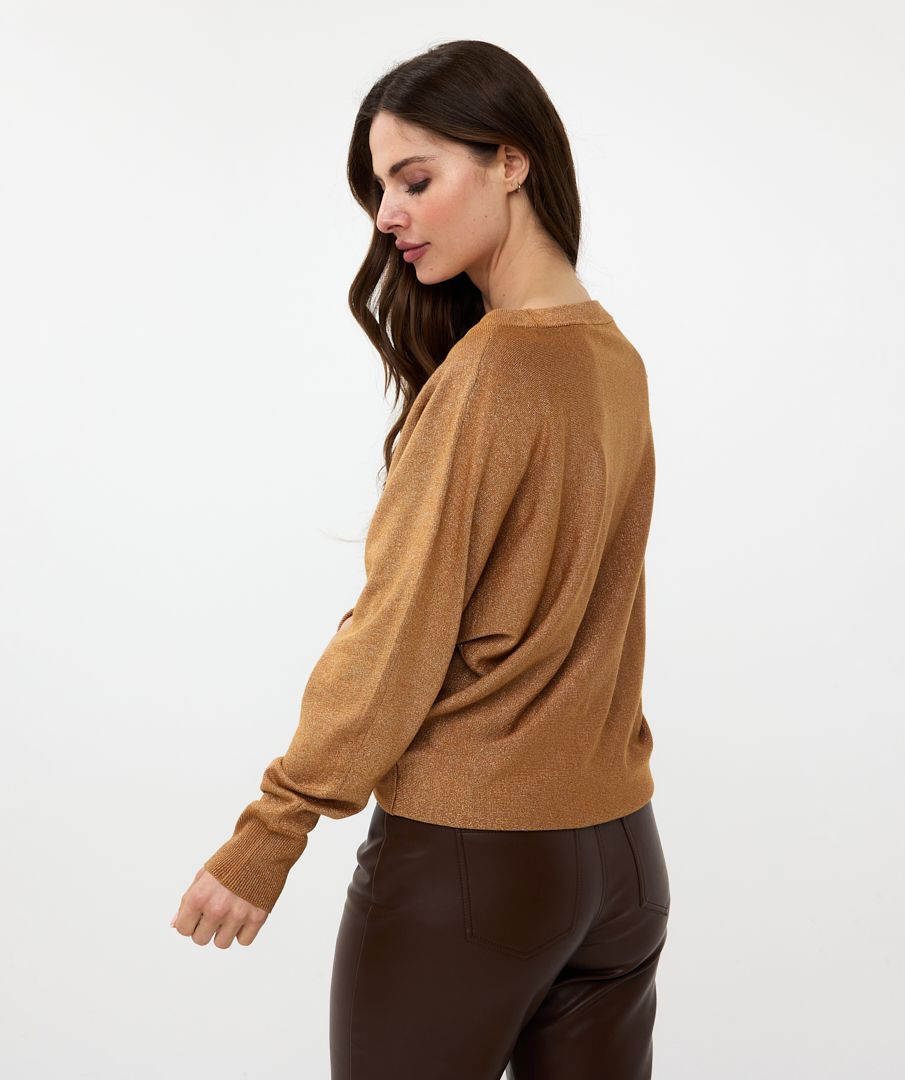 EsQualo - Lurex Batwing Sweater - Caramel