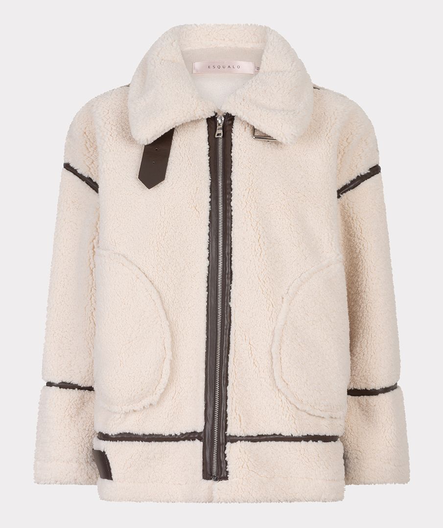 EsQualo - Bonded Suede Faux Fur Jacket - Biscuit