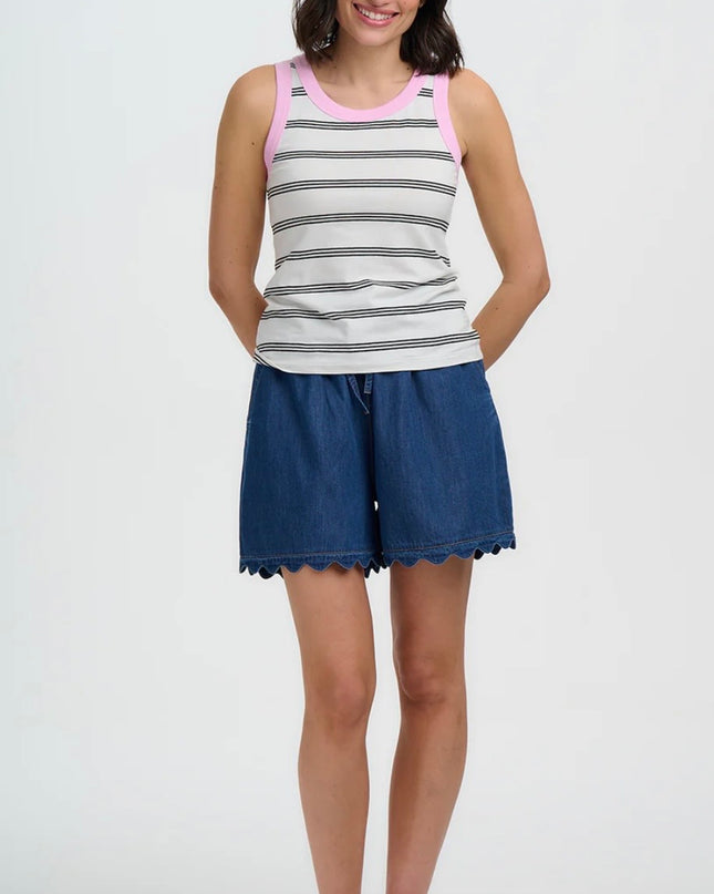 Shelly Scallop Shorts - Deep Blue Denim