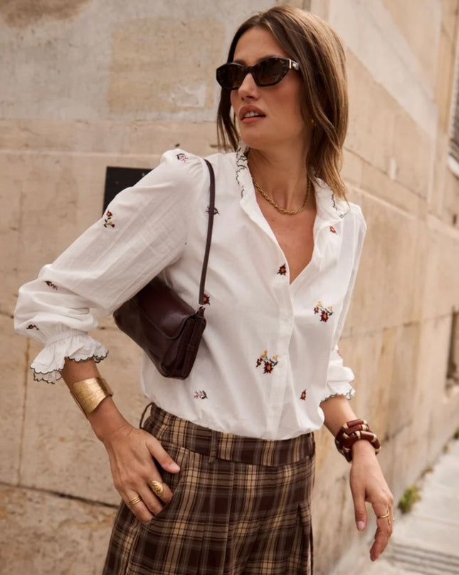 Jane Embroidered Blouse - White