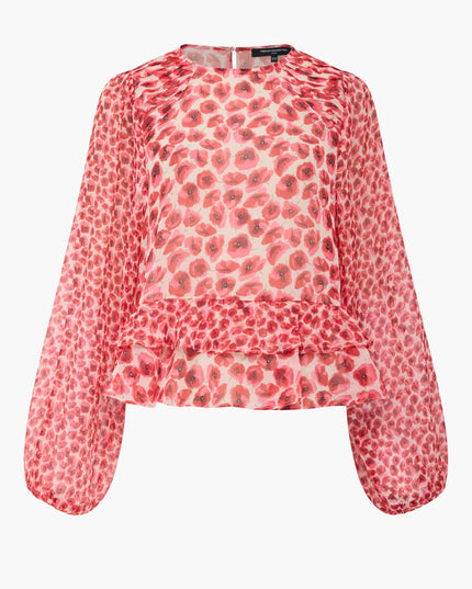 Poppy Enima Semi Sheer Top - Red Multi