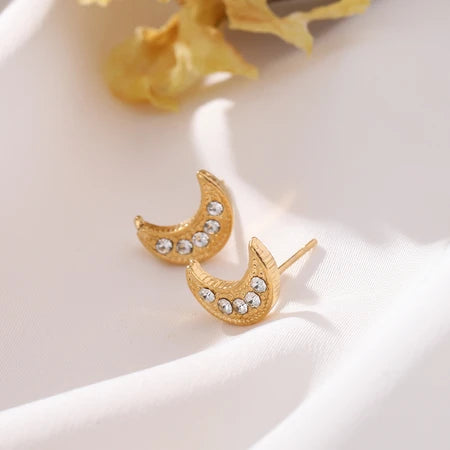 Delphine Golden Moon Earring