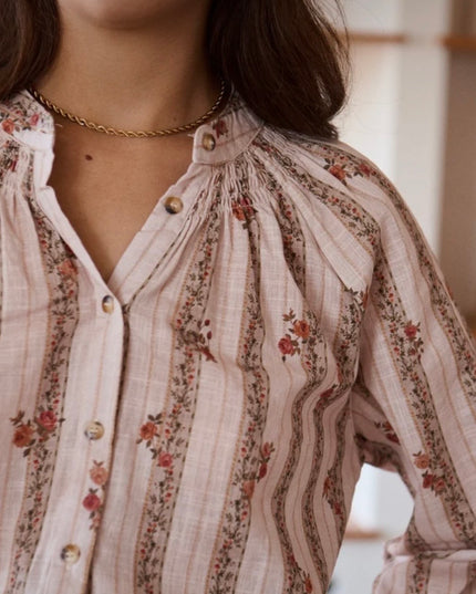 Florine Floral Print Blouse - Taupe