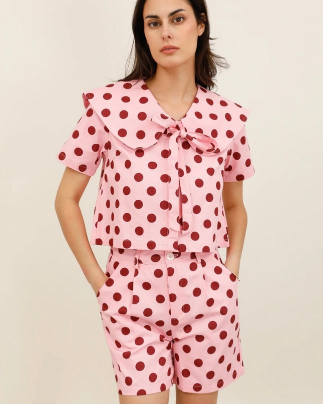Lana Retro Polka Dot Bermuda Short - Pink