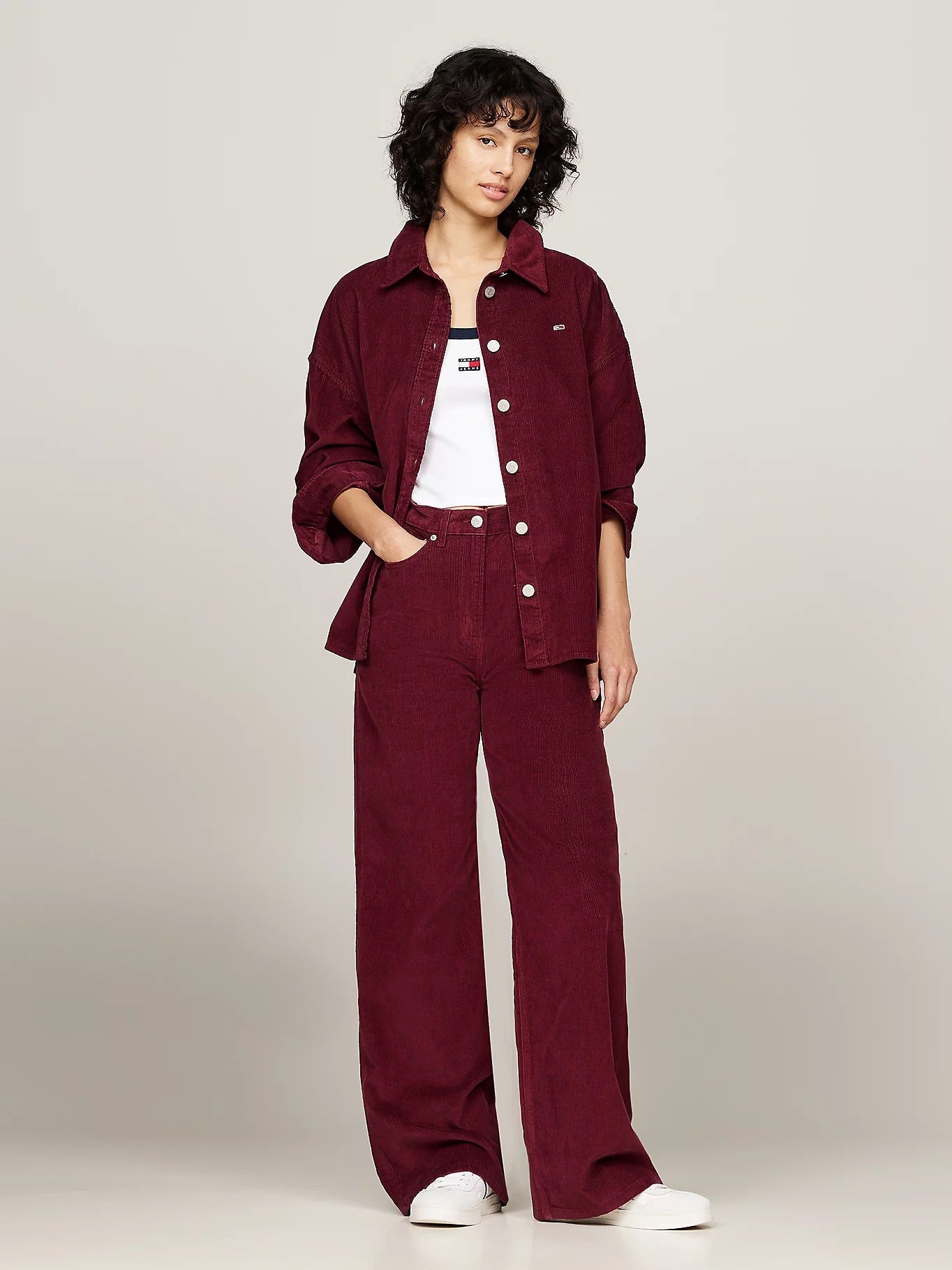 Fine Corduroy Relaxed Overshirt - Deep Rouge