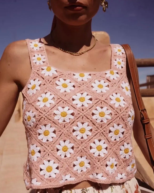Eva Daisy Crochet Top - Pink