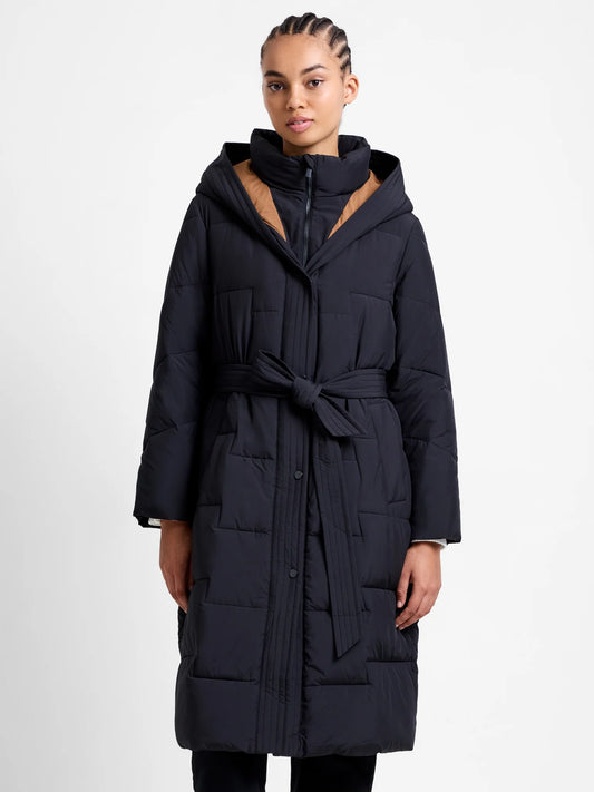 Minnie Belted Long Sleeve Coat - Black
