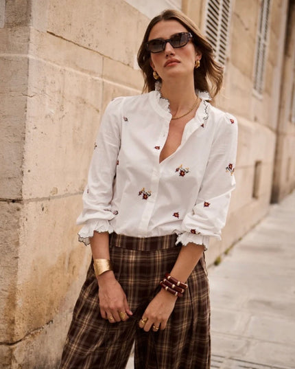 Jane Embroidered Blouse - White