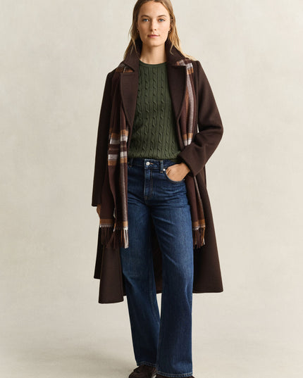 Stretch Cotton Cable Knit Crew Neck Sweater - Mossy Green