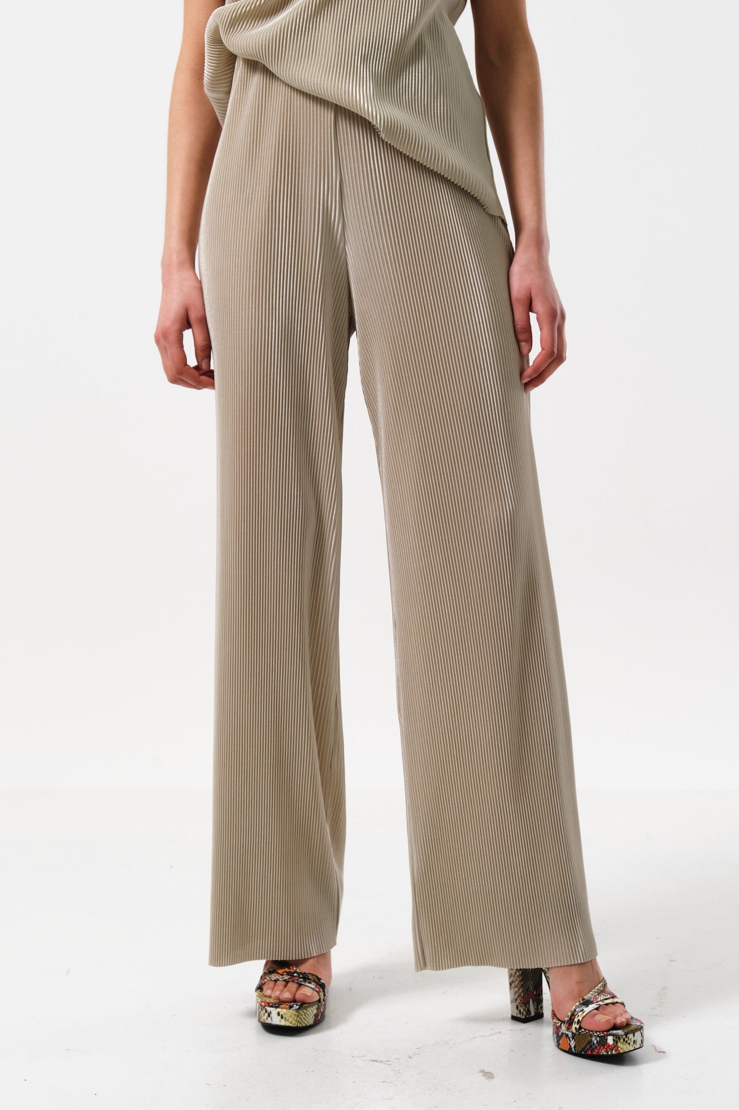 Clothide Pleated Wide Leg Trouser - Stone