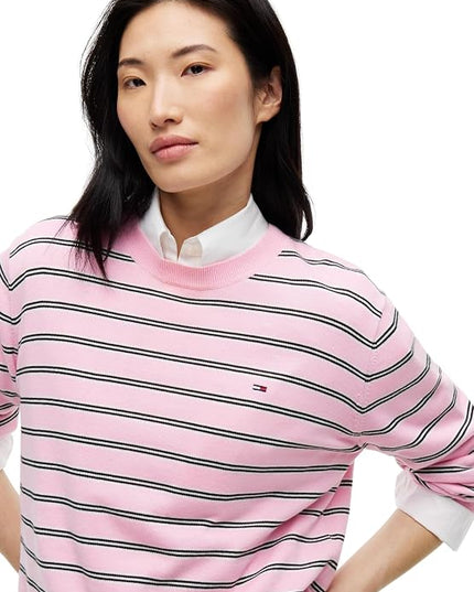 Essential Crew Sweater - PInk Sugar/Stripe