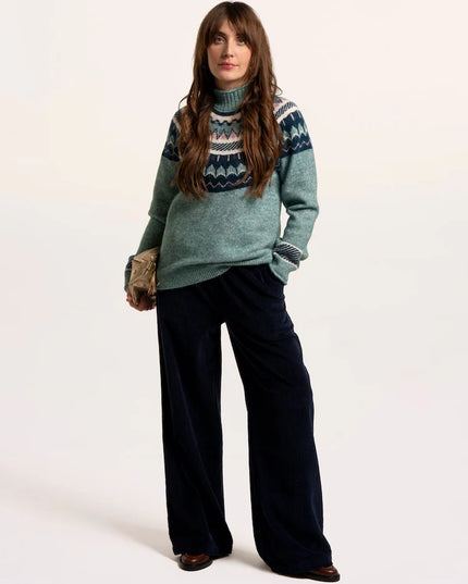 Brakeburn Green Alma Fairisle Knitted Roll Neck Jumper