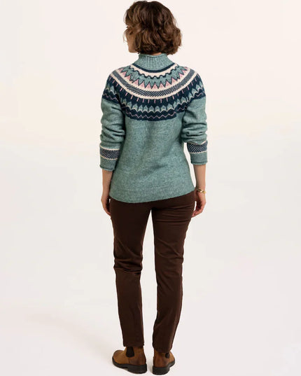 Brakeburn Green Alma Fairisle Knitted Roll Neck Jumper