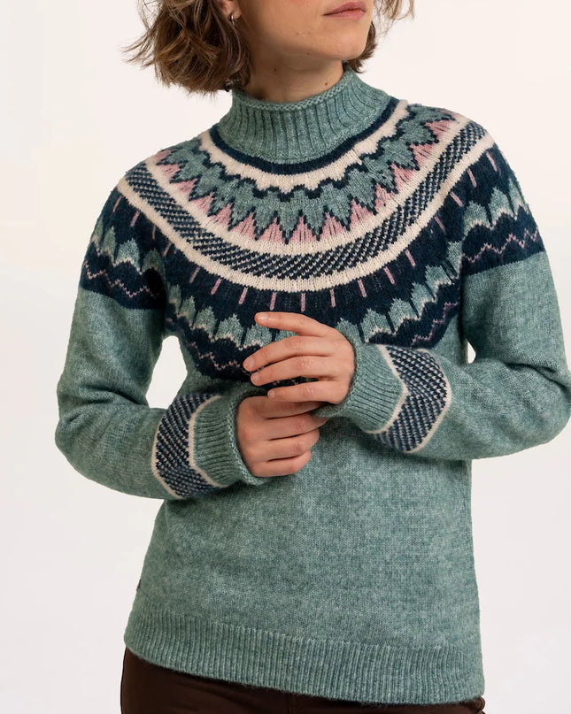 Brakeburn Green Alma Fairisle Knitted Roll Neck Jumper