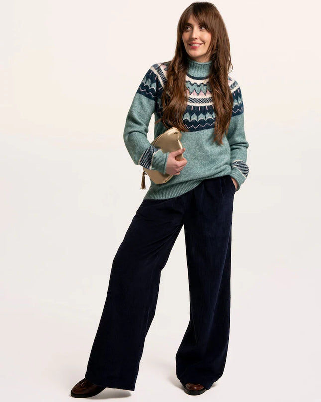 Brakeburn Green Alma Fairisle Knitted Roll Neck Jumper