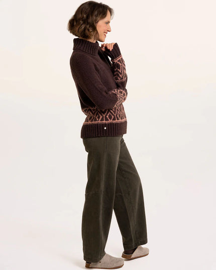 Brakeburn Brown Thyra Intarsia Knitted Jumper