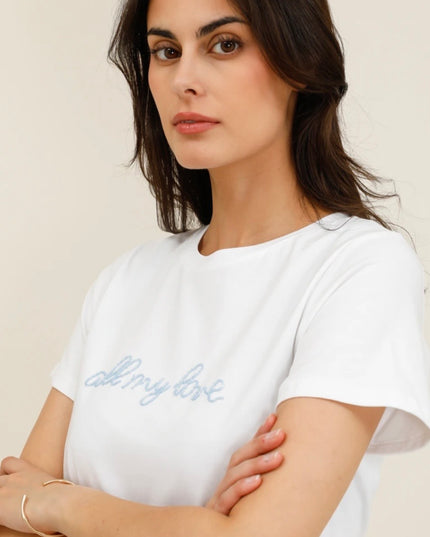 Jayne “All my love” Beaded T-Shirt - Blue