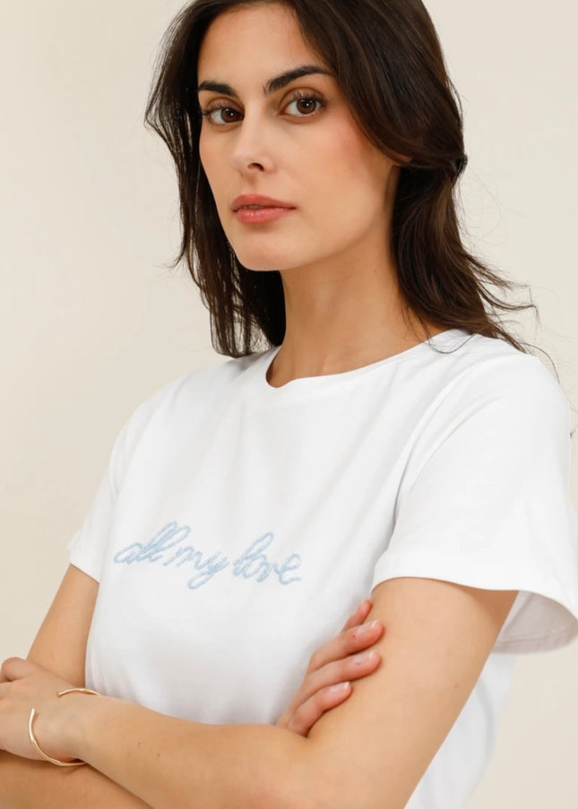 Jayne “All my love” Beaded T-Shirt - Blue