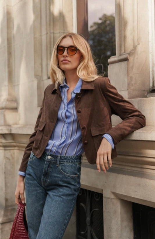 Daisy Suede Jacket - Chocolate