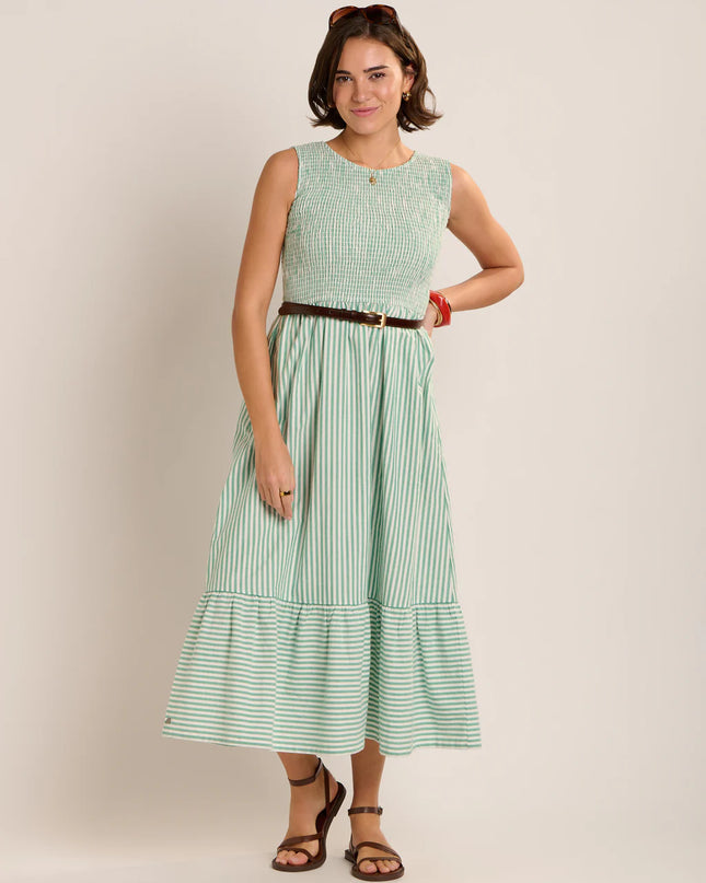 Trin Dress - Green Stripe