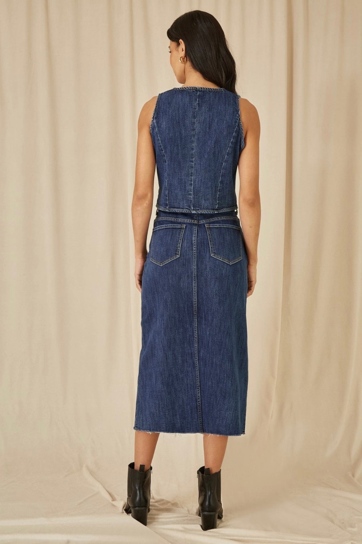 Yumi - Denim Stretch Waistcoat - Blue