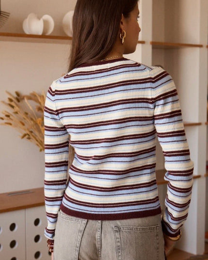 Rubie Vintage Striped Cardigan - Blue/Burgundy