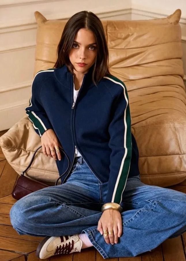 Maisie Zip Up Cardigan - Navy