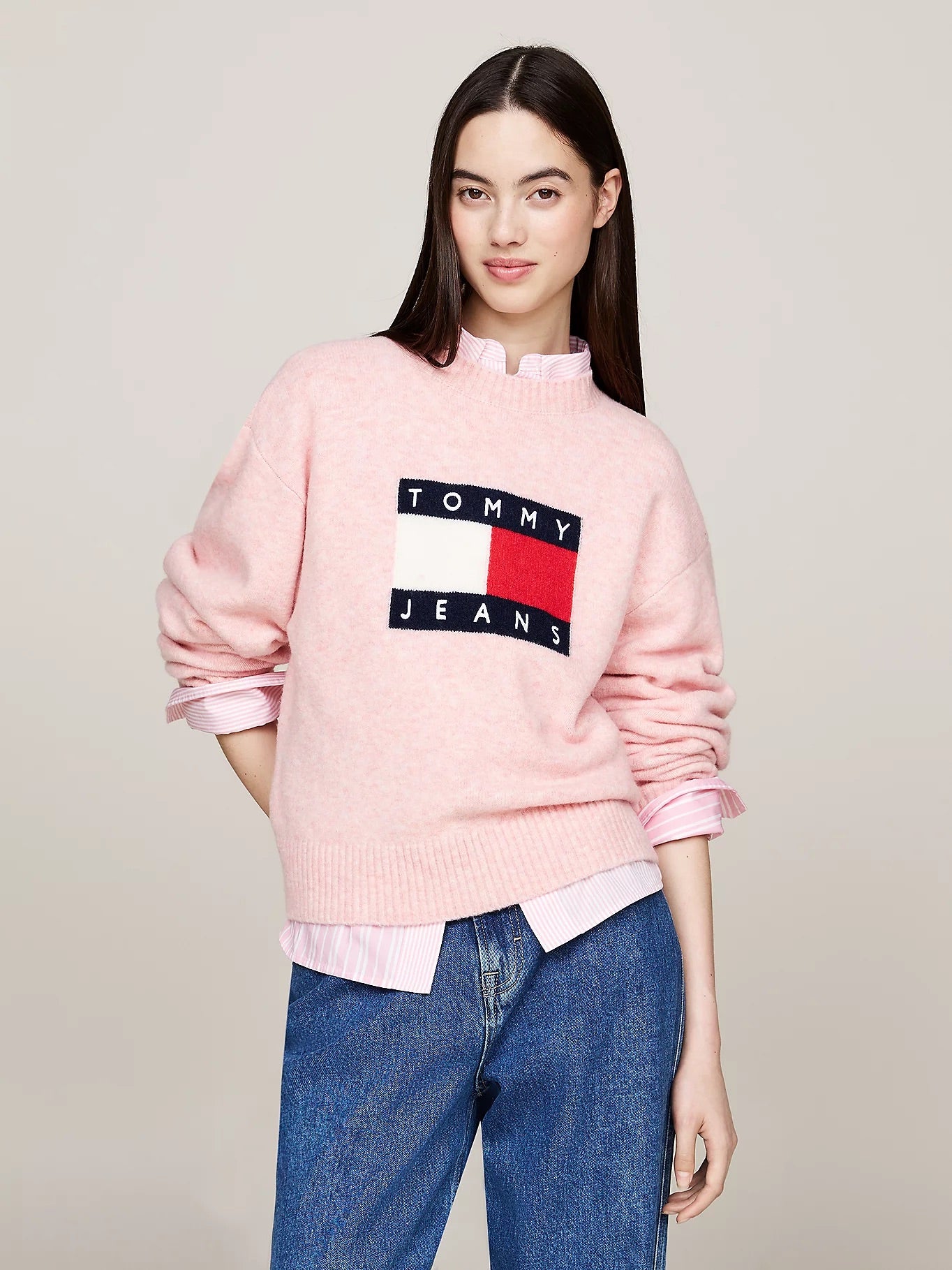 Mélange Relaxed Wool Jumper - Ballet Pink