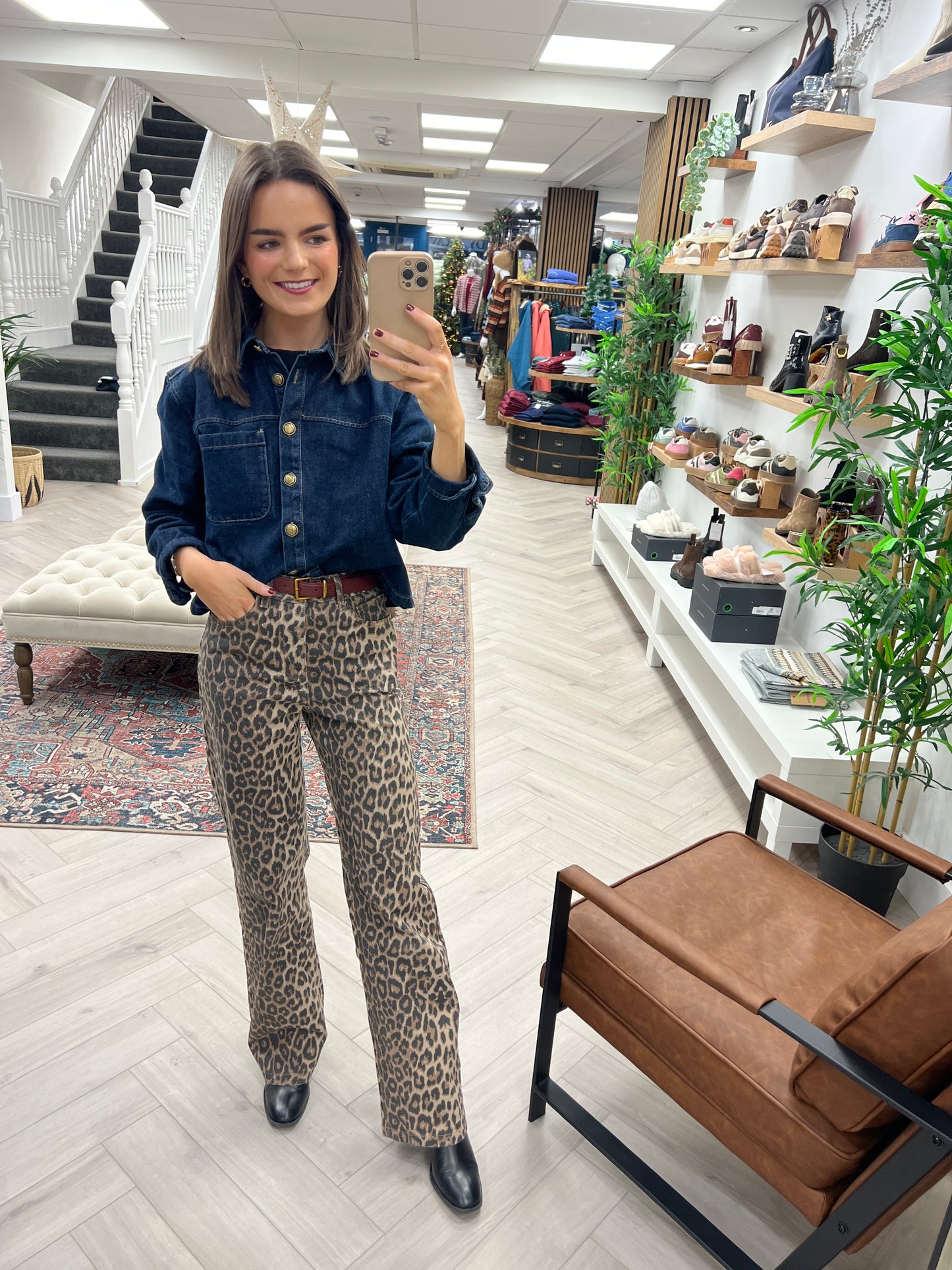 Barbara Straight Leg Jean - Leopard Print