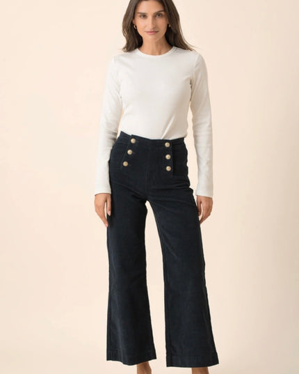 Victorine Velvet Cord Trouser - Navy