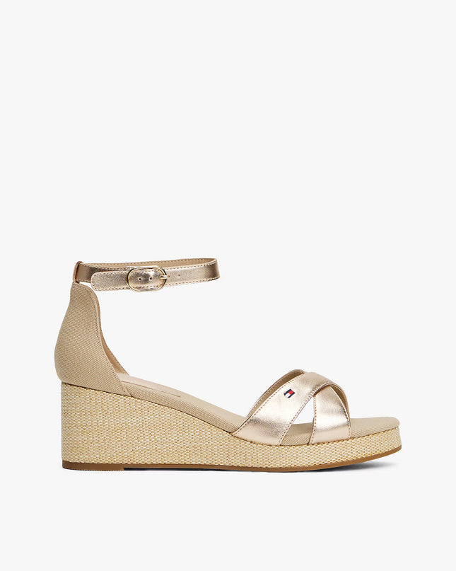 Metallic Wedge Espadrille Sandals - Gold