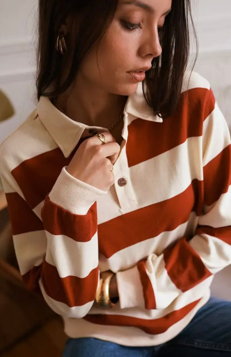 Amie Brick Red Rugby Shirt