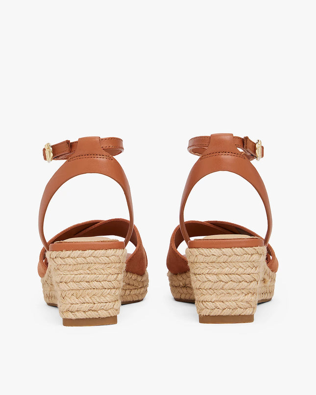 Leather/Suede Mix Wedge Espadrille - Cinnamon Bark