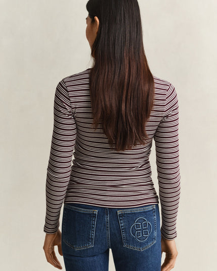 Ribbed Long Sleeve Henley Top - Darkened Wine